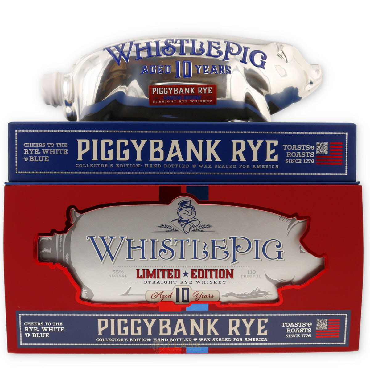 WhistlePig PiggyBank Rye 10 Year Old Red White and Blue Limited
