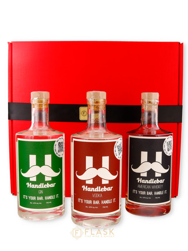 Handlebar Spirits Holiday Gift Set w/ box - Flask Fine Wine & Whisky