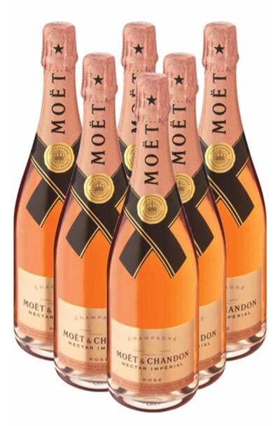Moet & Chandon Nectar Imperial Rose Champagne 6 Bottle Case - Flask Fine Wine & Whisky