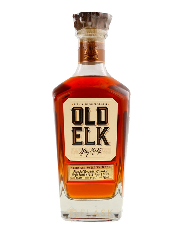 Old Elk Straight Wheat Whiskey Flask Exclusive "Sweet Candy" Single Barrel #7118 6Yr 112.1 Proof - Flask Fine Wine & Whisky