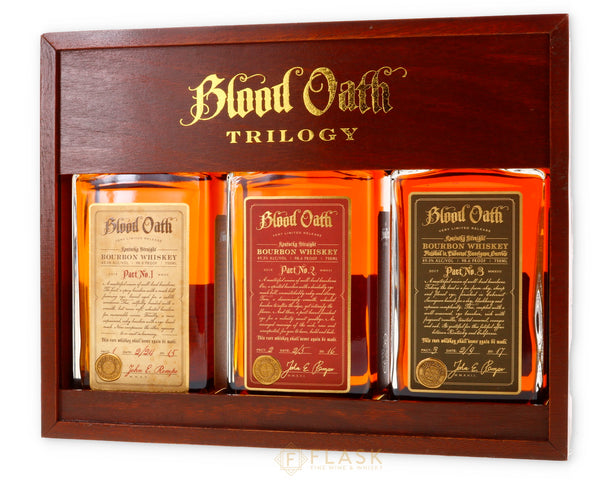 Blood Oath Trilogy Set First Edition Pact No. 1-2-3 / Wood Box 3x750ml - Flask Fine Wine & Whisky