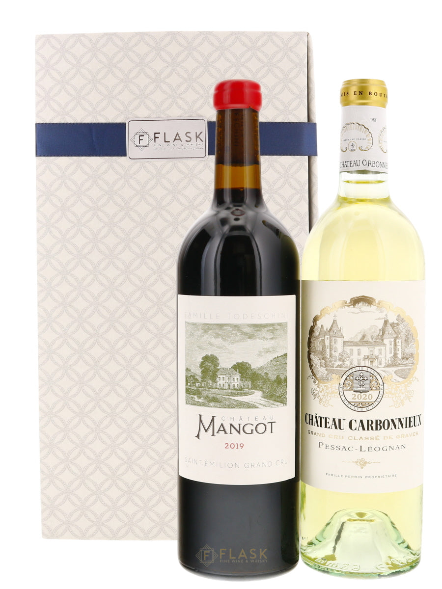 Bordeaux Lovers 2 Bottle Gift Box Set - Flask Fine Wine & Whisky