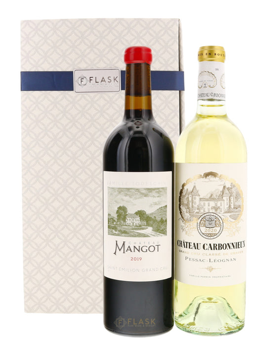 Bordeaux Lovers 2 Bottle Gift Box Set - Flask Fine Wine & Whisky