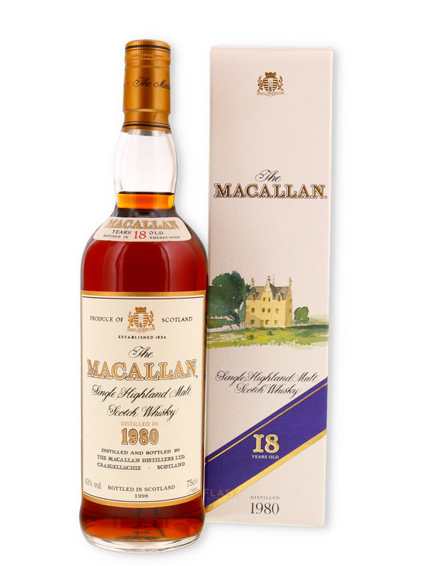 Macallan 18 Year Old Sherry Oak Single Malt 1980 - Flask Fine Wine & Whisky