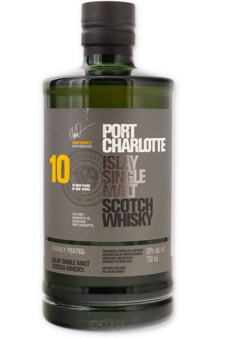 Bruichladdich Port Charlotte Heavily Peated 10yr old Islay Single Malt Scotch 750 - Flask Fine Wine & Whisky