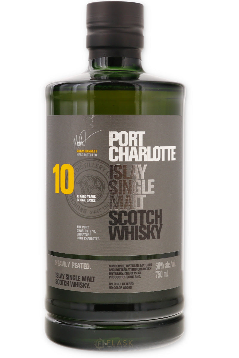 Bruichladdich Port Charlotte Heavily Peated 10yr old Islay Single Malt Scotch 750 - Flask Fine Wine & Whisky