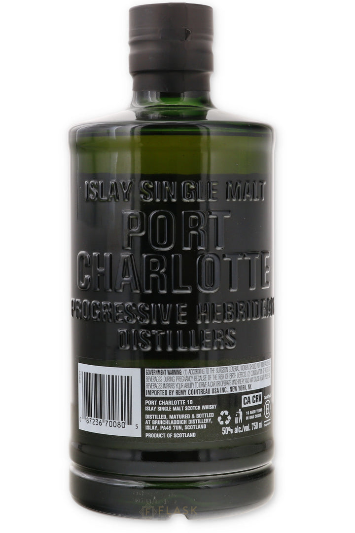 Bruichladdich Port Charlotte Heavily Peated 10yr old Islay Single Malt Scotch 750 - Flask Fine Wine & Whisky