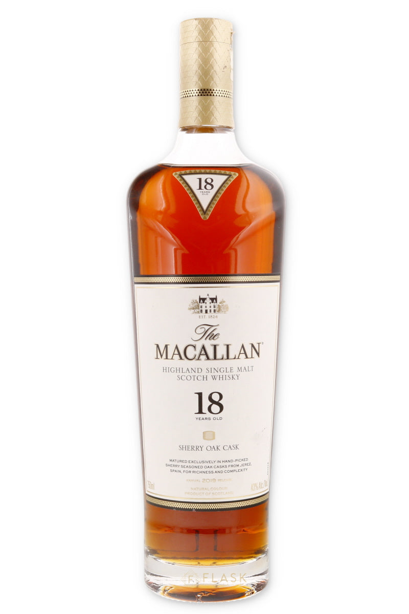 Macallan 18 Year Old Sherry Oak 2019 [No Box] - Flask Fine Wine & Whisky