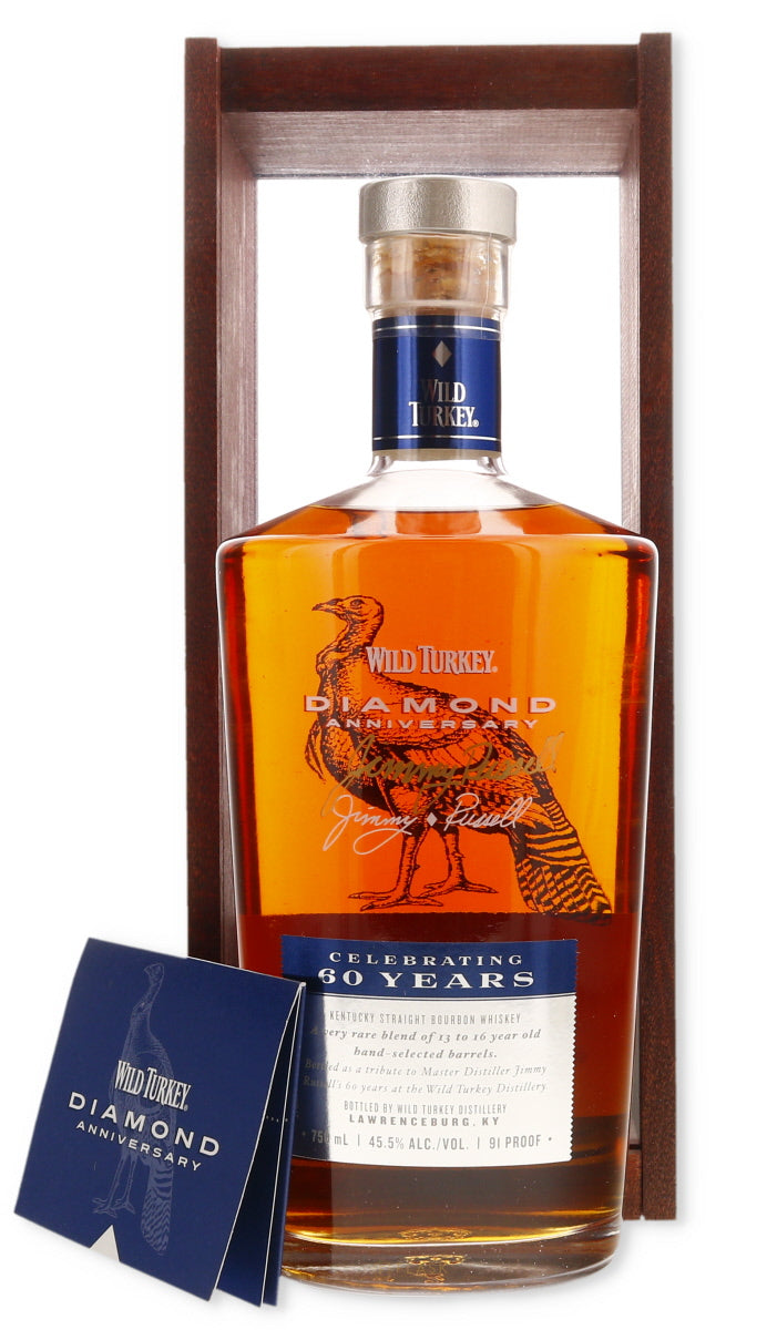 Wild Turkey Diamond Anniversary Bourbon Autographed By Jimmy Russell - Flask Fine Wine & Whisky