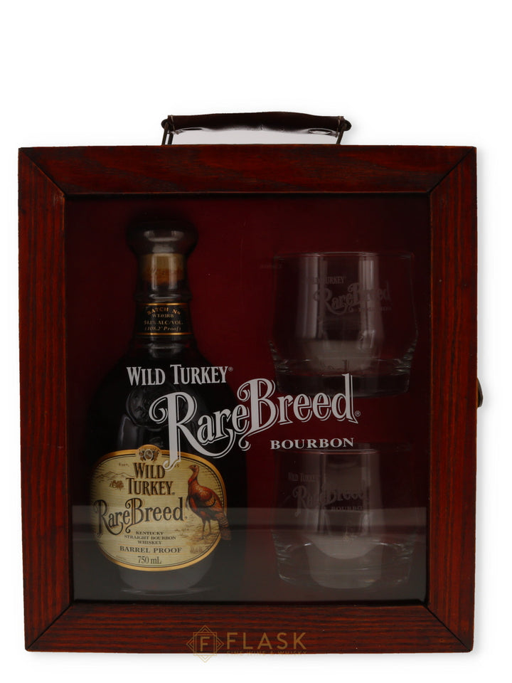 Wild Turkey Rare Breed Barrel Proof Batch WT-03RB Gift Box Set with Glasses - Flask Fine Wine & Whisky