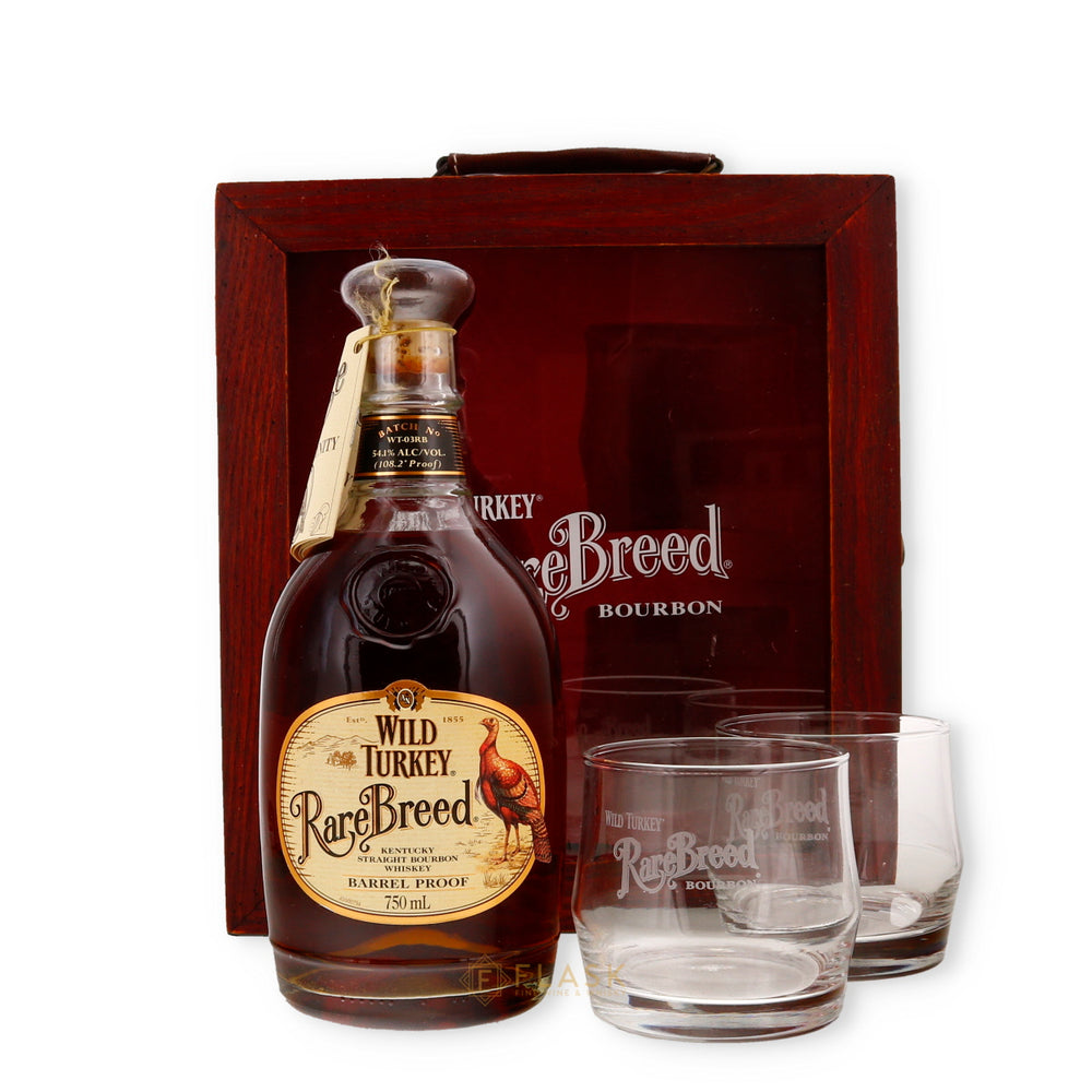 Wild Turkey Rare Breed Bourbon Batch WT-03RB Gift Box Set with Glasses - Flask Fine Wine & Whisky