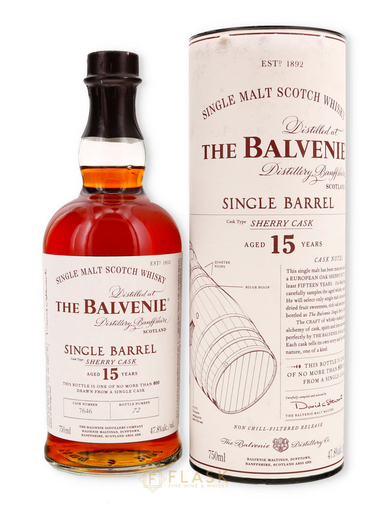 Balvenie 15 Year Old Sherry Cask Single Barrel #7646 - Flask Fine Wine & Whisky