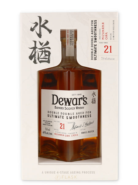 Dewars Double Double 21 year old Mizunara Oak Scotch Whisky - Flask