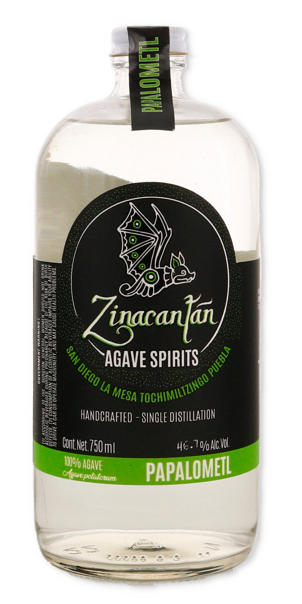 Zinacantan Papalometl en Cuero agave spirit de Tochimiltzingo Puebla MM Fabiola Torrez Monfil 750ml