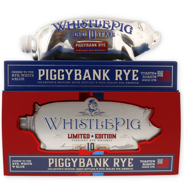 WhistlePig PiggyBank Rye 10 Year Old Red White and Blue Limited