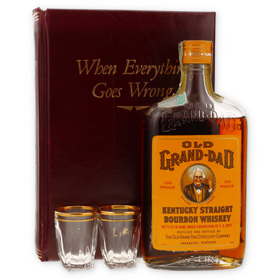 Old Grand Dad Bourbon 1948 Bottled in Bond 100 Proof Gift Set with Glasses [One Pint] - Flask Fine Wine & Whisky
