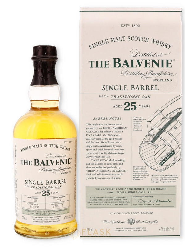 Balvenie 25 Year Old Single Barrel Traditional Oak 1992 - Flask Fine Wine & Whisky