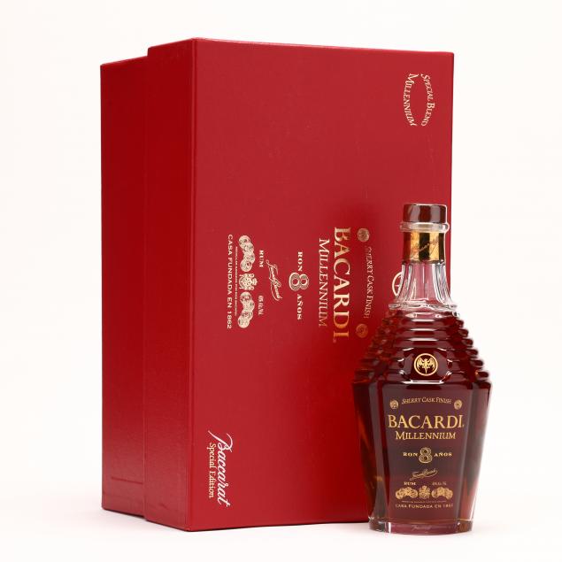 Bacardi Millennium 8 Year Old Rum in Baccarat Decanter - Flask