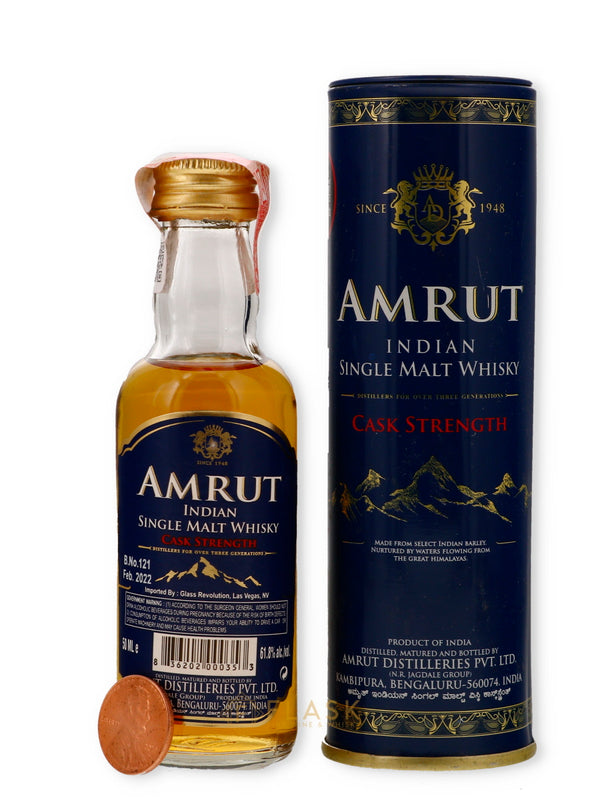 Amrut Indian Single Malt Whisky Cask Strength 50ml - Flask Fine Wine & Whisky