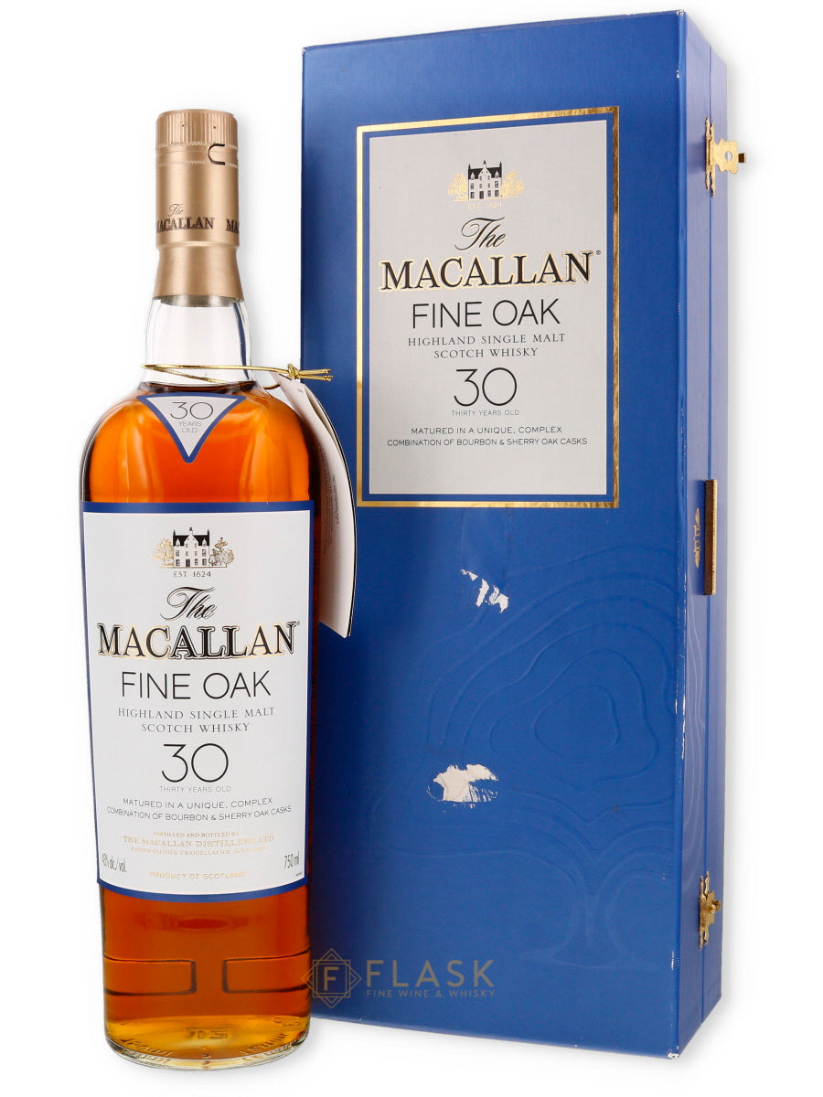 Macallan 30 Year Old Fine Oak Blue Box [Pre-2008, Box Note] - Flask Fine Wine & Whisky