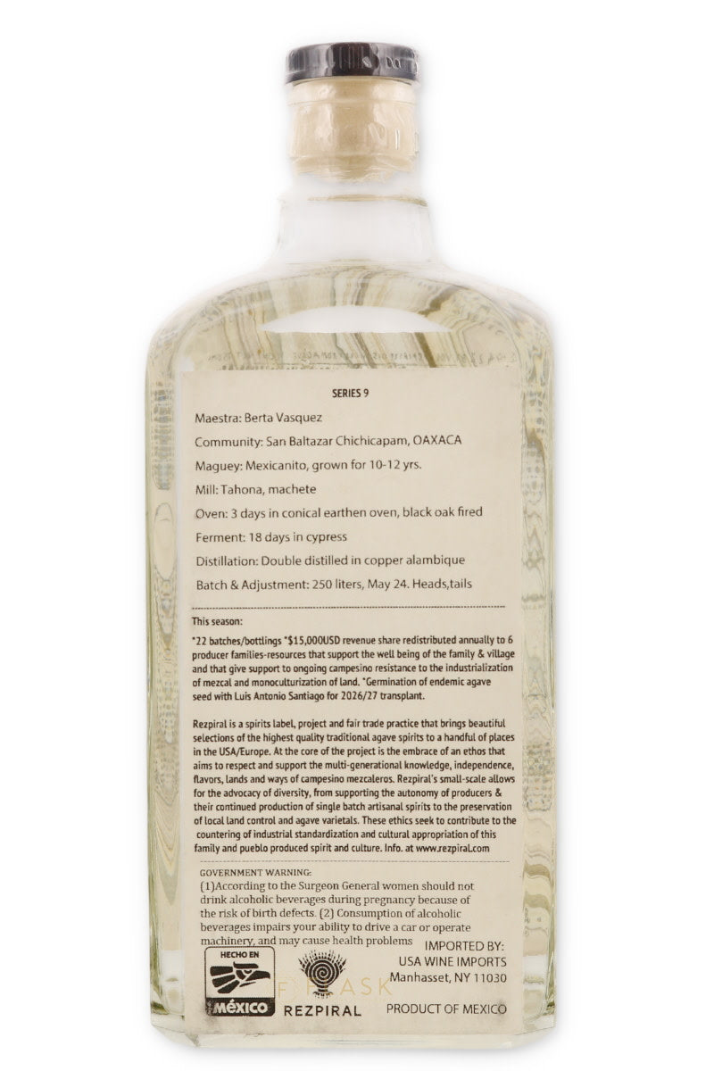 Rezpiral Series 9 Mexicano de maestra Berta Vasquez 750ml