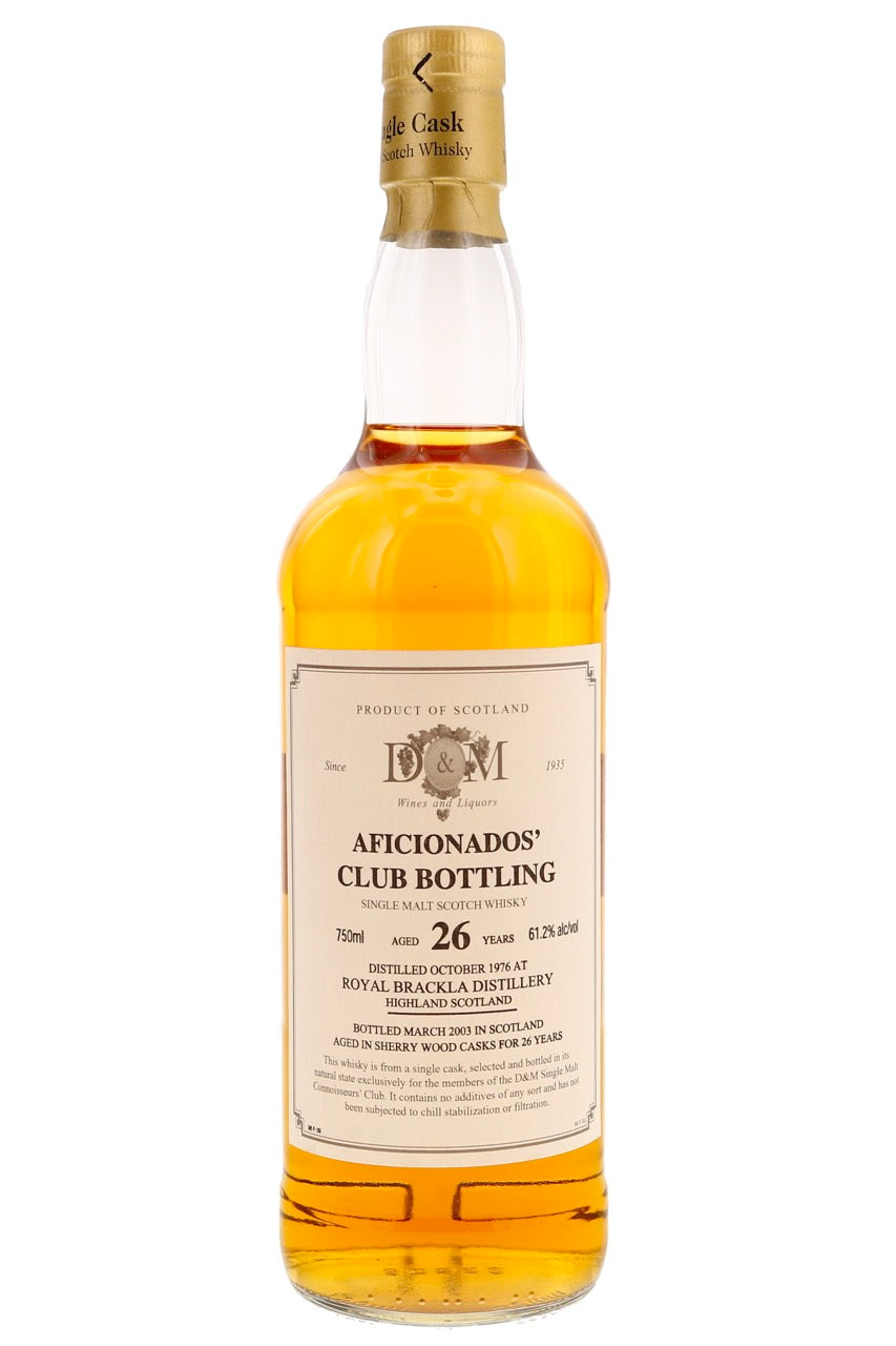 Royal Brackla 1976 26 Year Old Aficionados Club Single Sherry Cask Single Malt 61.2% - Flask Fine Wine & Whisky