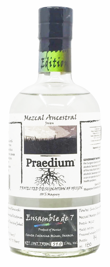 Praedium Enseble de 7 (seven agaves) special edicion ceremonial w/ Tobala, Tepeztate, Tripon, Jabali, Tobasiche, Aroqueno & Espadin 750ml - Flask Fine Wine & Whisky