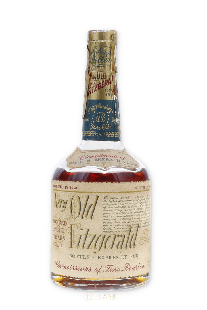 Very Old Fitzgerald 1958 Bottled in Bond 8 Year Old Bourbon 100 Proof / Stitzel-Weller Half Pint