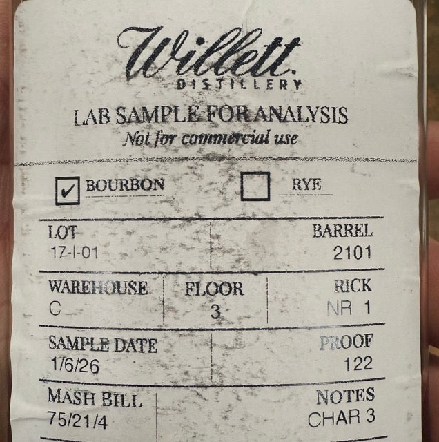 Binder’s Stash “Ceci n’est pas un Willett” Flask Private Single Barrel Bourbon 8 Year 124.4 Proof
