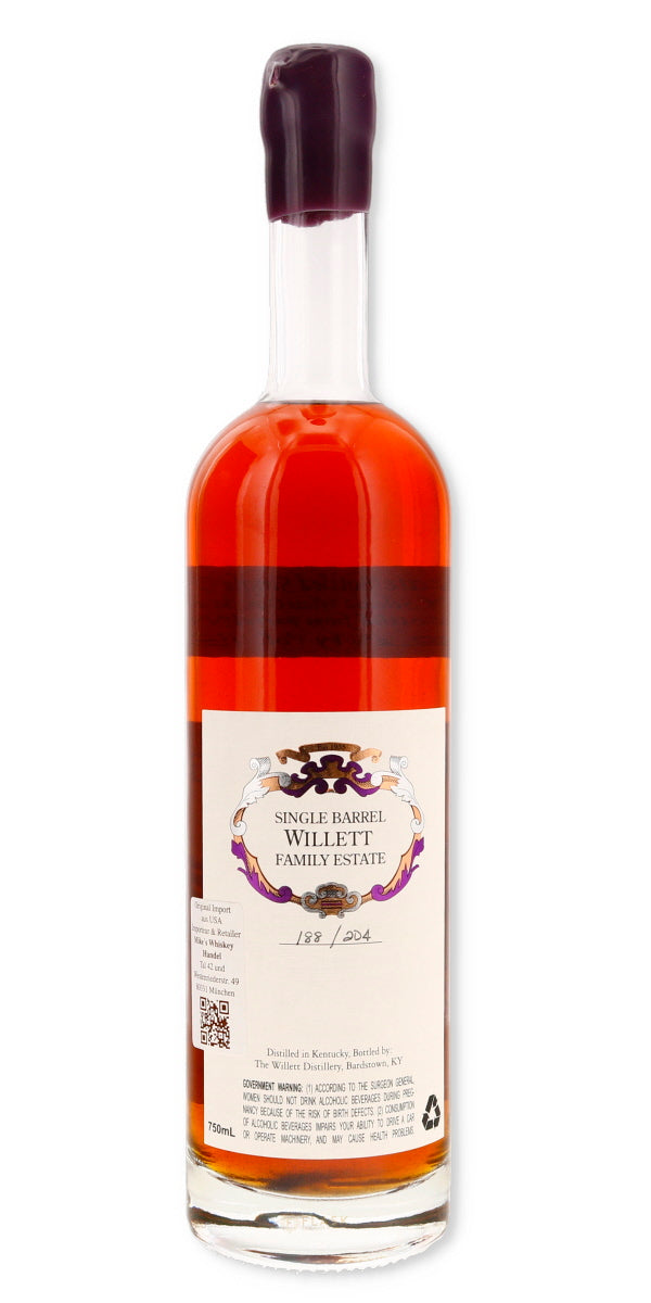 Willett Family Estate 6 Year Old Single Barrel Bourbon #110 / Mikes Whiskeyhandel 121.2 Proof Maroon Wax - Flask Fine Wine & Whisky