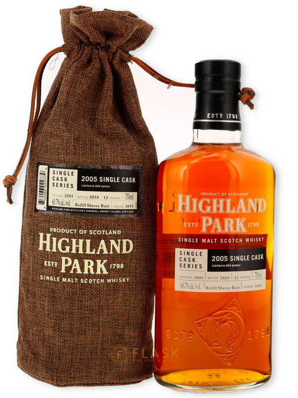 Highland Park 12 year old Single Cask Series 2005 Cask 3693 Refill Sherry Butt 121.4 proof - Flask Fine Wine & Whisky