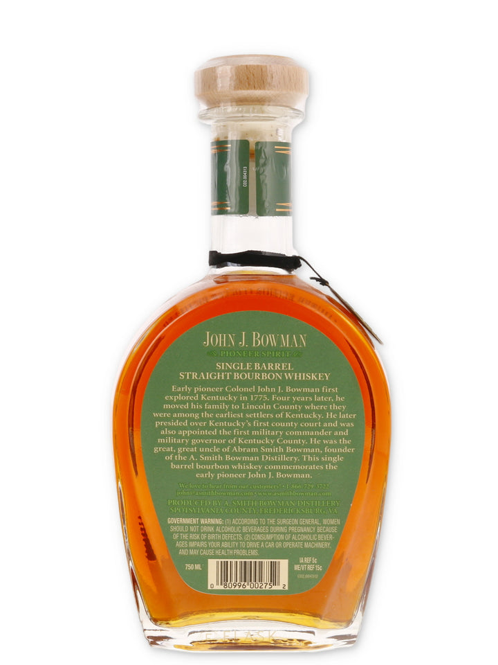 John J Bowman Single Barrel Virginia Bourbon Sazerac Barrel Pick