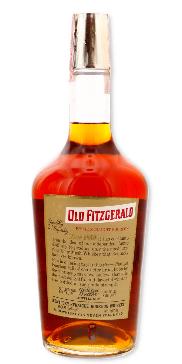 Old Fitzgerald 7 Year Old Prime Straight Bourbon 1960s 86.8 Proof / Stitzel-Weller 4/5 Quart - Flask Fine Wine & Whisky