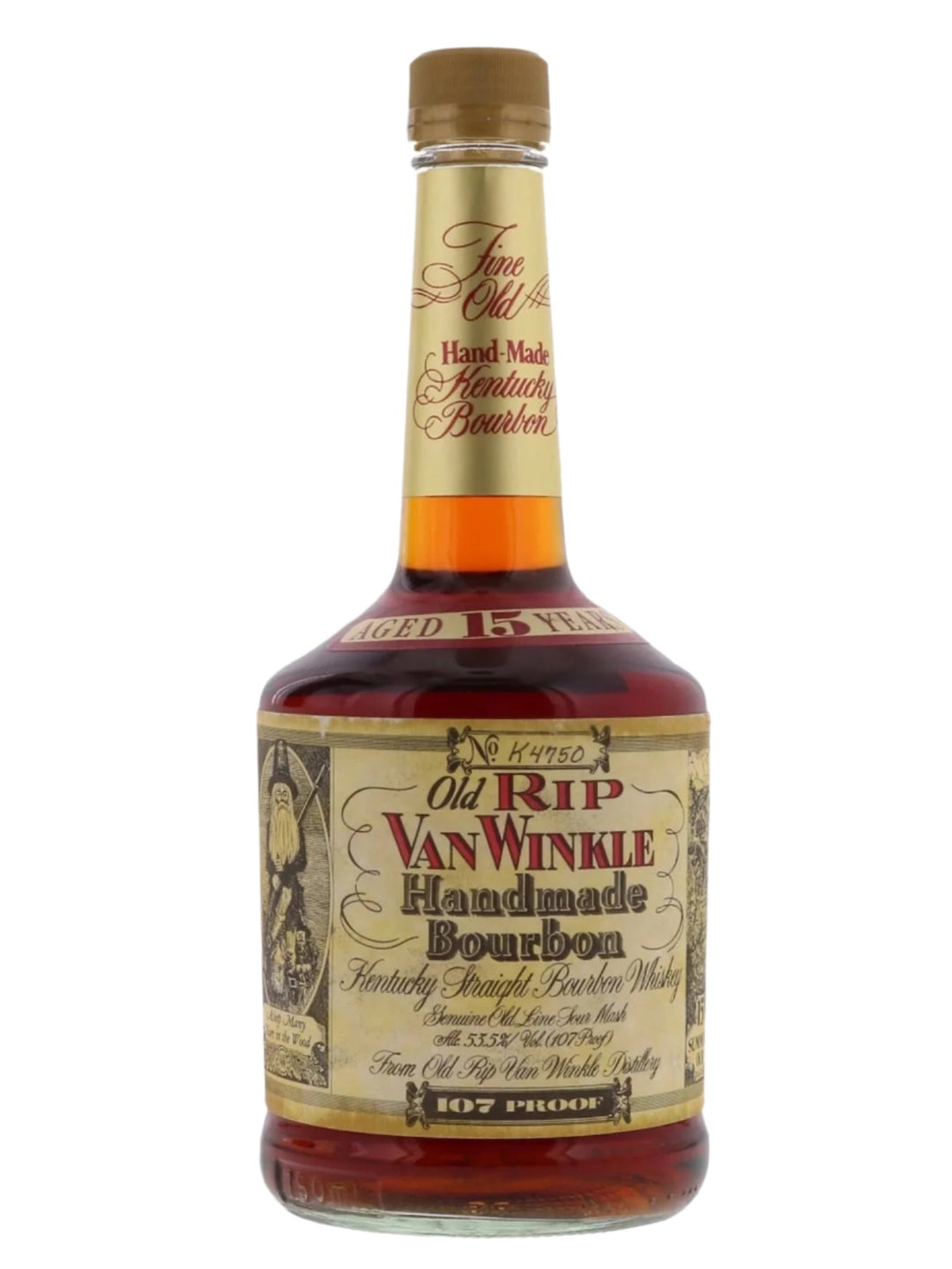 Old Rip Van Winkle 15 Year Old Bourbon Lawrenceburg Pappy Squat Bottle 1990s - Flask Fine Wine & Whisky