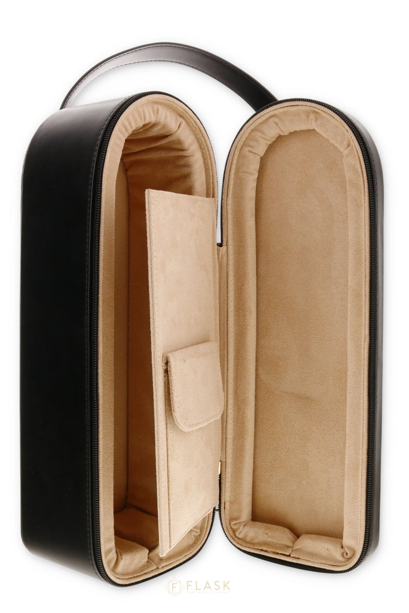 Black Leather Wine Tote
