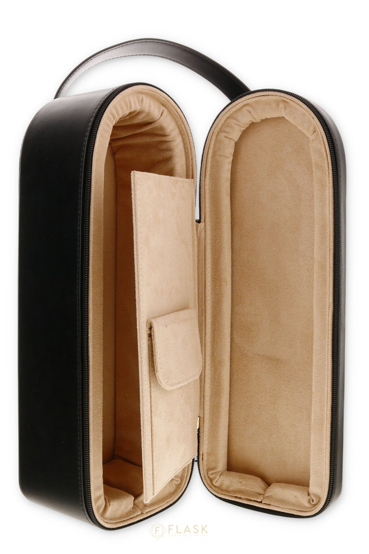 Black Leather Wine Tote