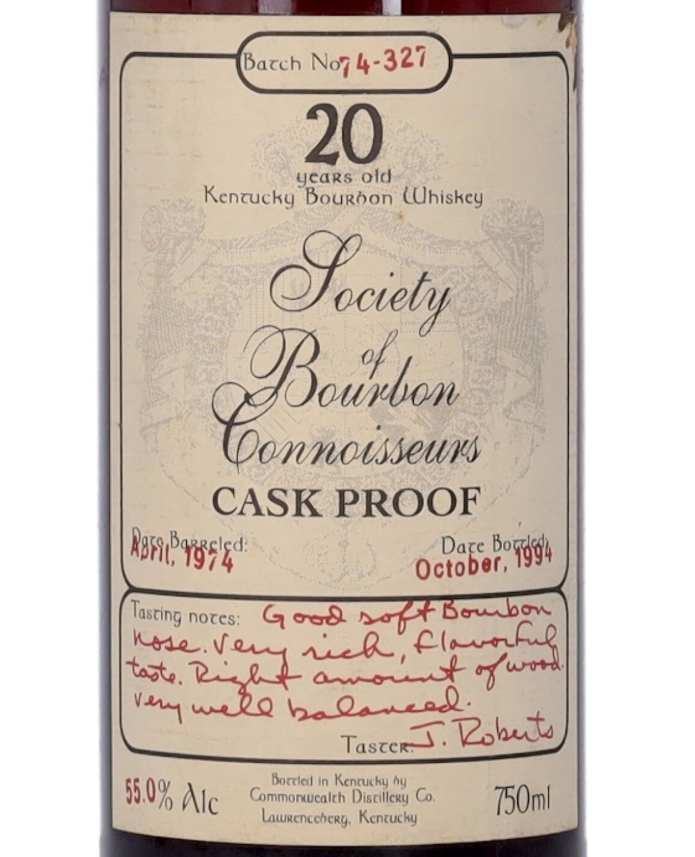 Society of Bourbon Connoisseurs 20 Year Old Cask Strength Bourbon 110 –  Flask