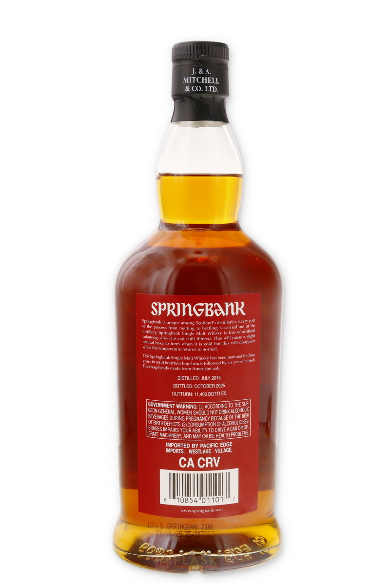 Springbank 10 Year Fino Cask Matured 2025 Release 110 Proof