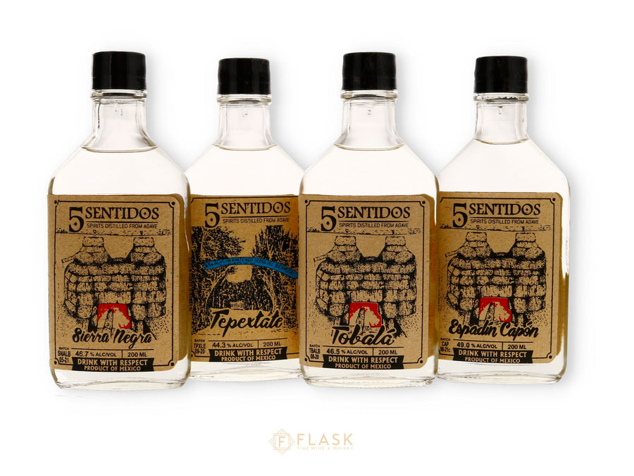 5 Sentidos Rainbow Pack 4x200ml (1ea Sierra Negra, Tobala, Espadin Capon, Tepextate) - Flask Fine Wine & Whisky