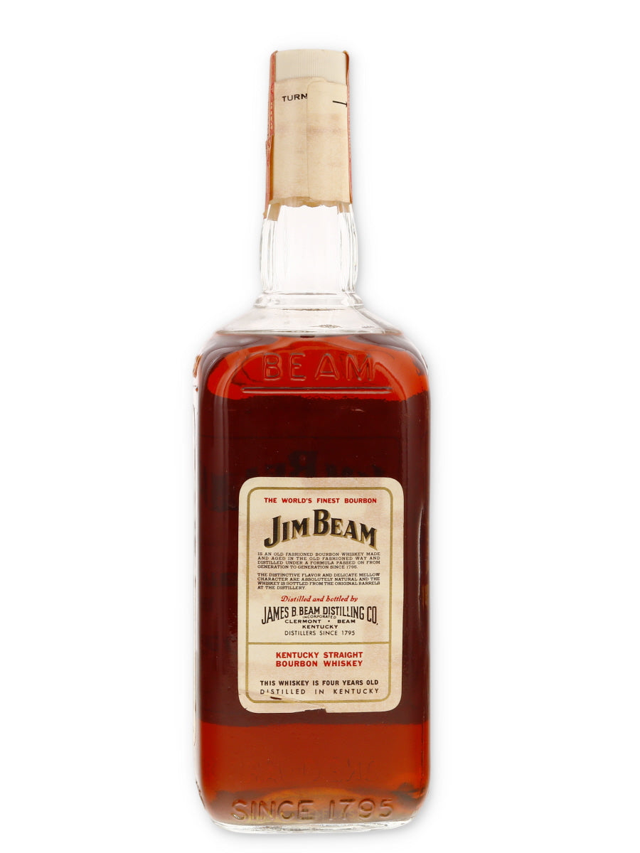 Jim Beam Vintage White Label Bourbon 1 Quart 1970s - Flask