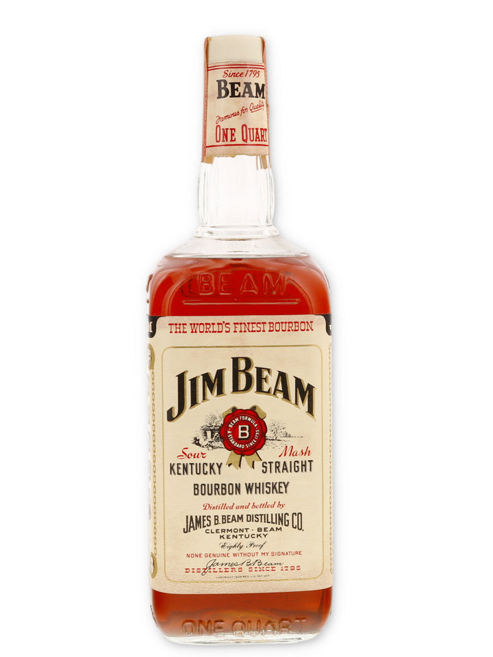 Jim Beam Vintage White Label Bourbon 1 Quart 1970s - Flask Fine Wine & Whisky