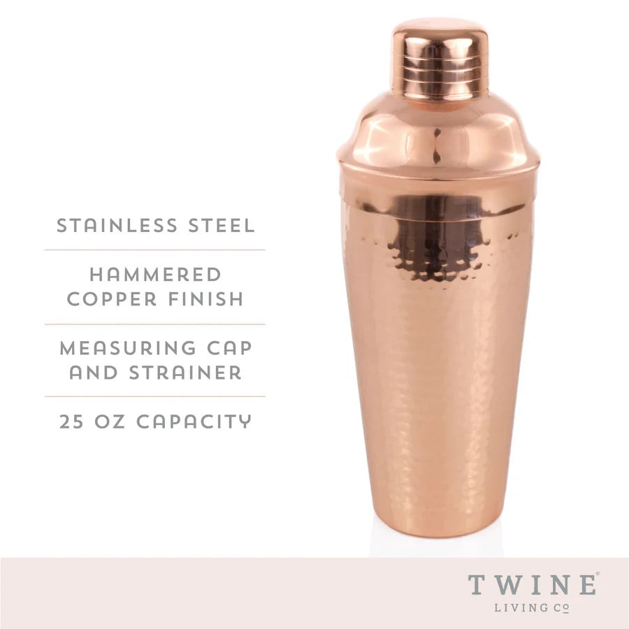 Hammered Copper Cocktail Shaker by Twine - Flask Fine Wine & Whisky