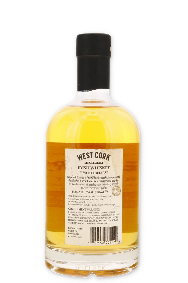 West Cork Single Malt Irish Whiskey 12yr Rum Cask 750ml - Flask Fine Wine & Whisky