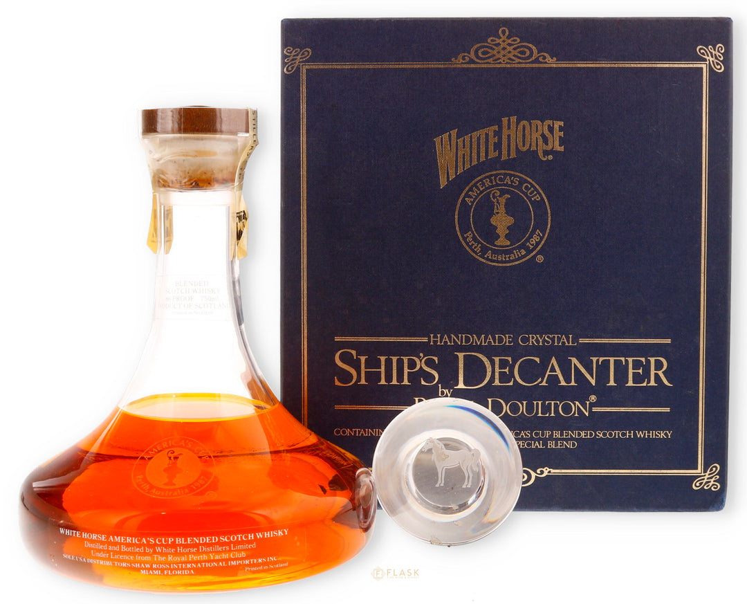White Horse America's Cup Royal Doulton Ships Decanter Set 1987 - Flask Fine Wine & Whisky