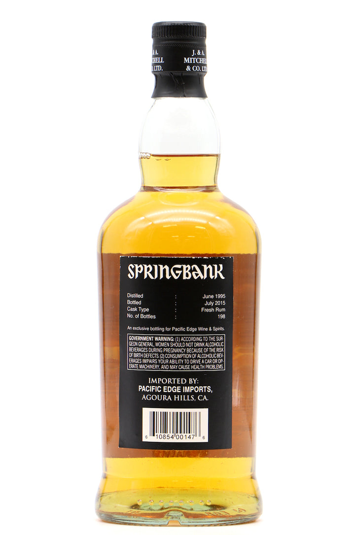 Springbank 1995 20 Year Old Single Cask Fresh Rum Cask 54.2% / Pacific Edge - Flask Fine Wine & Whisky