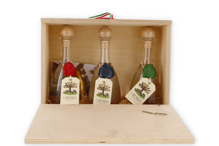 Capovilla Grappa 3 Bottle Gift Set - Flask Fine Wine & Whisky
