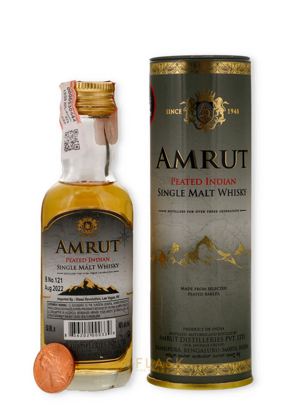 Amrut Peated Indian Single Malt Whisky 50ml - Flask Fine Wine & Whisky