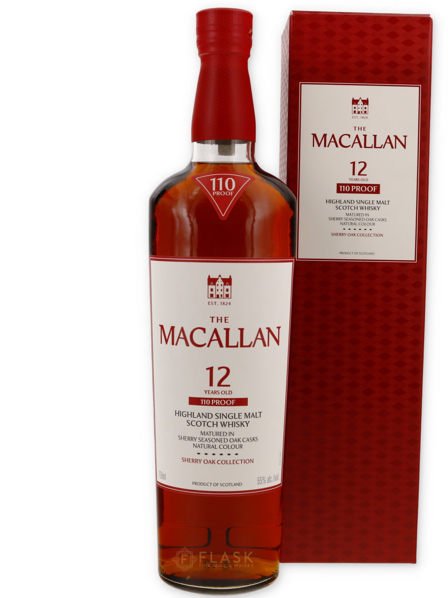 The Macallan 12 Year Sherry Oak 110 Proof Highland Single Malt Scotch - Flask Fine Wine & Whisky