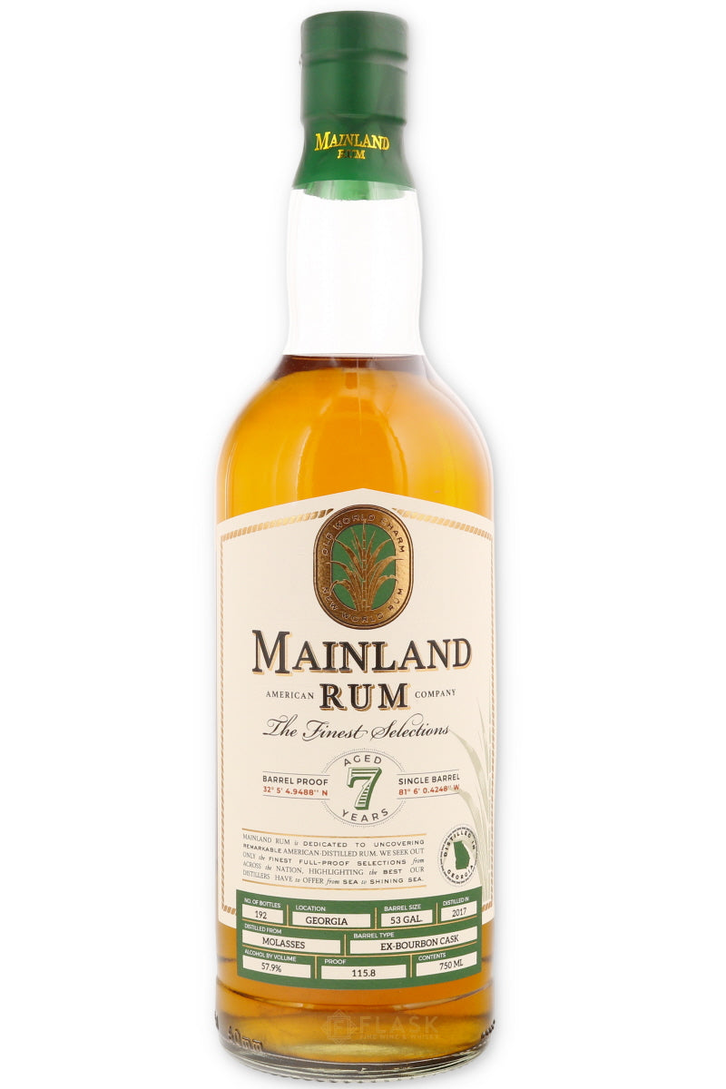 Mainland Rum Georgia 7 year old Barrel Proof Single Barrel Rum - Flask Fine Wine & Whisky