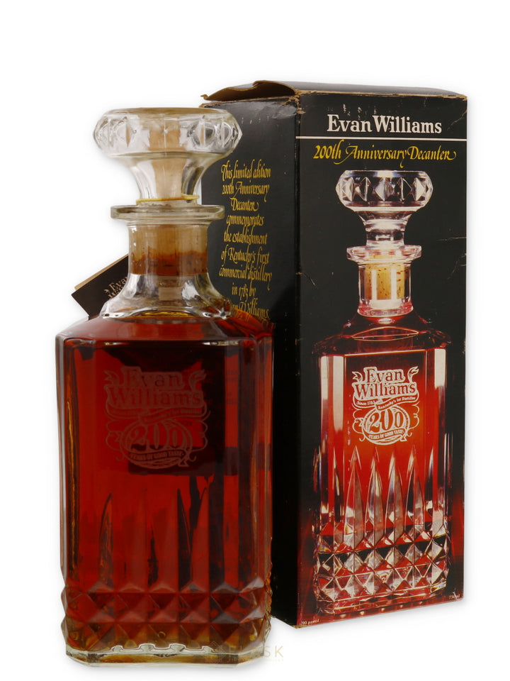 Evan Williams 200th Anniversary Bourbon Decanter 1980s / Heaven Hill Gift Box